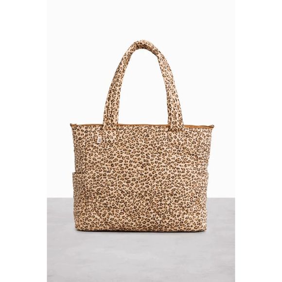 NWT BEIS x Elsa Hosk Quilted Tote Diaper Bag in Wild Child Animal Print - Picture 2 of 13